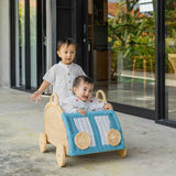 Archie Handcrafted Rattan Storage Wagon with Solid Wood Wheels - Wicker