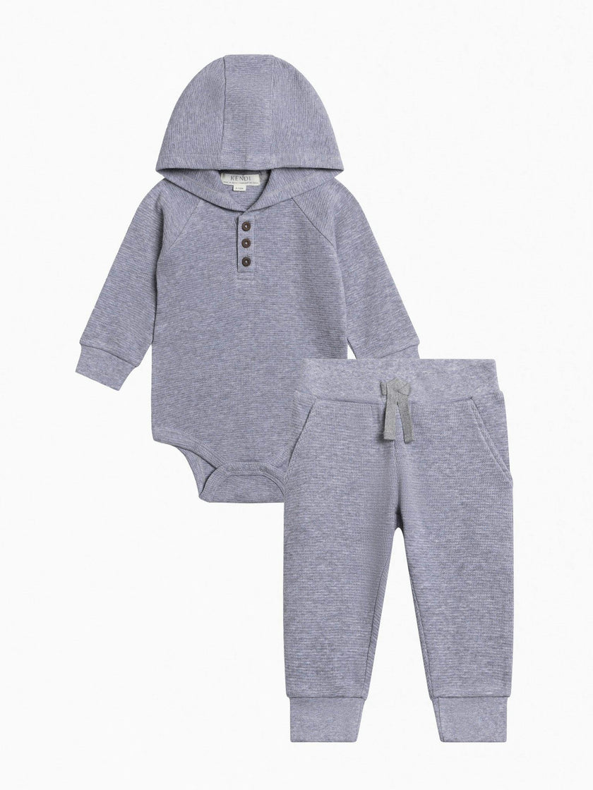 Organic Boy Waffle Bodysuit Set
