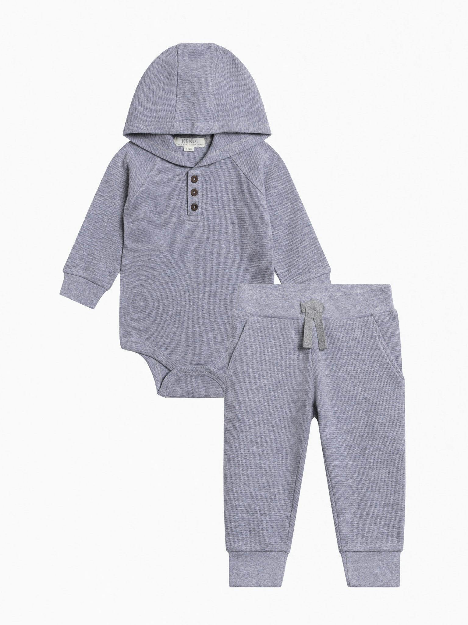 Organic Boy Waffle Bodysuit Set