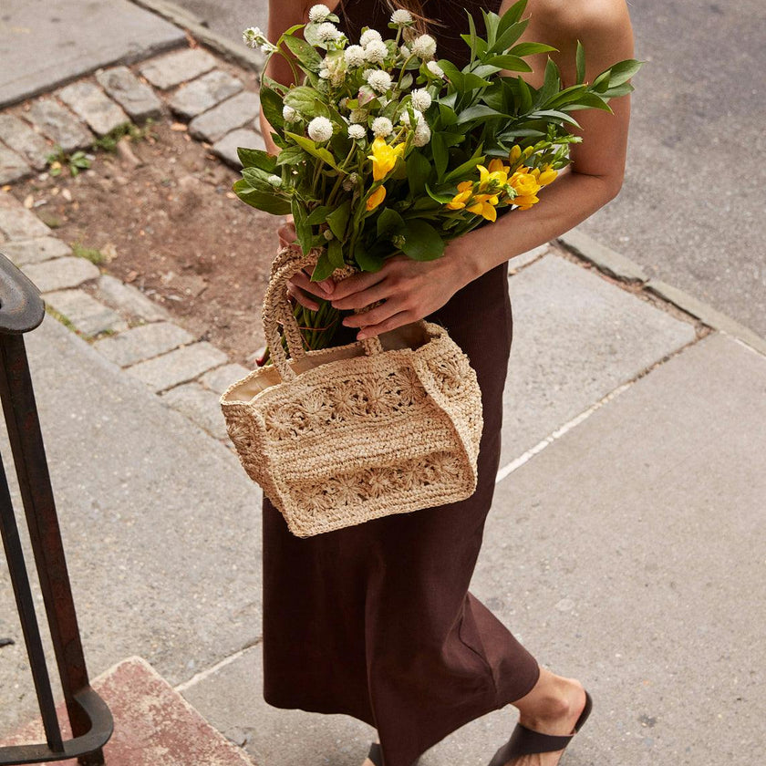 Women's Amina Straw Handle Mini Tote Bag