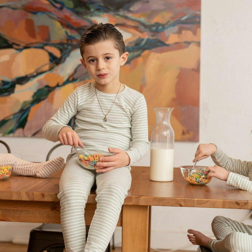 Directional Striped Raglan Sleeve Top & Pant Set