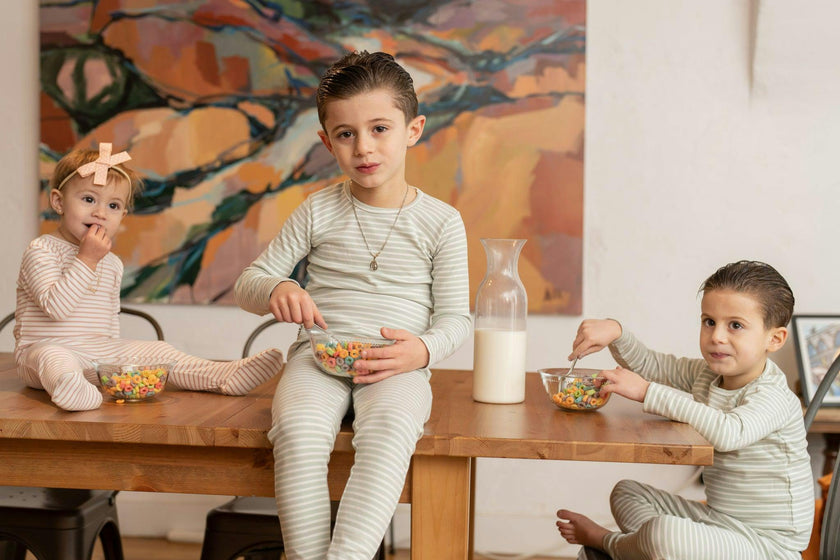 Directional Striped Raglan Sleeve Top & Pant Set