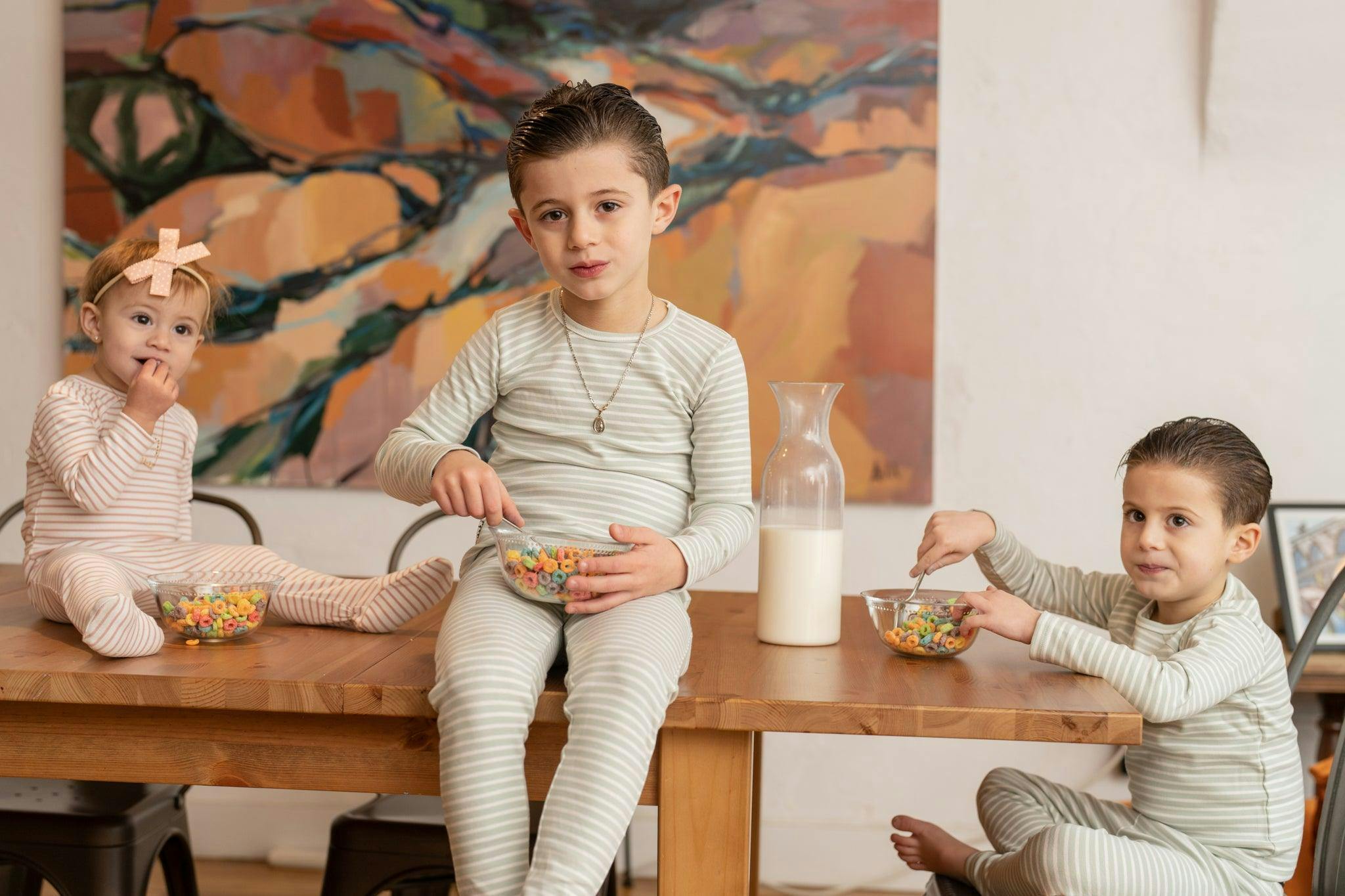 Directional Striped Raglan Sleeve Top & Pant Set