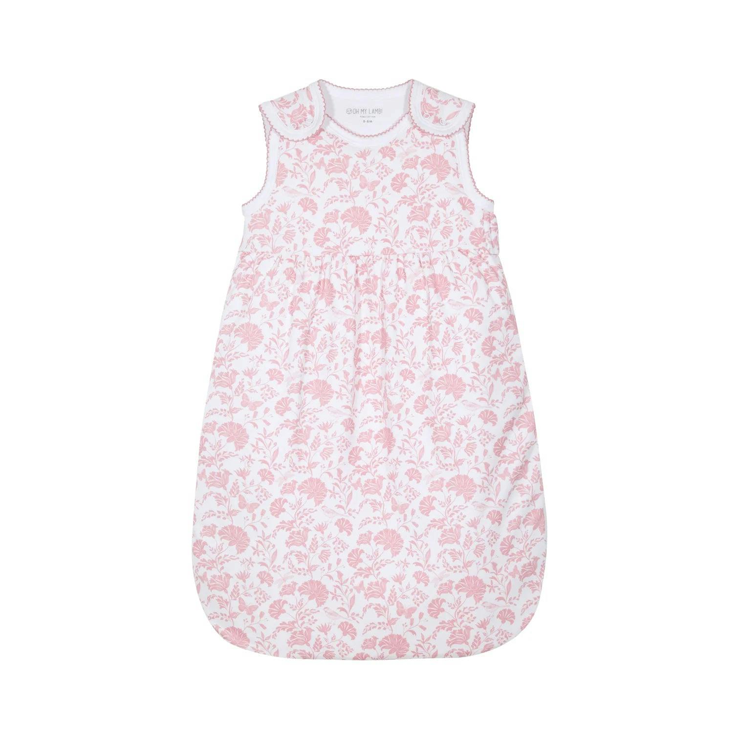 Floral Bunnies Pink Pima Cotton Sleep Sack