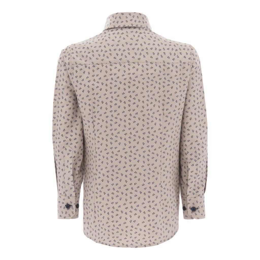 Beige Dandelion Print Dress Shirt
