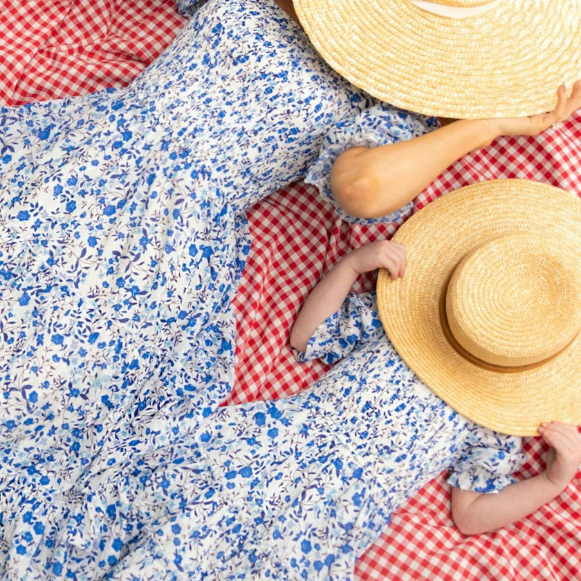 Mini Madeline Dress in Ditsy Cobalt Floral