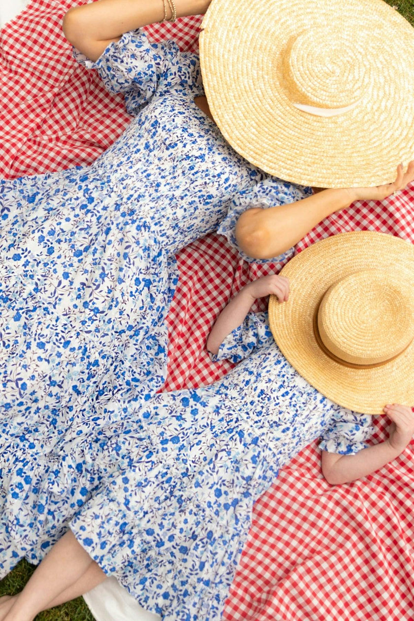 Mini Madeline Dress in Ditsy Cobalt Floral