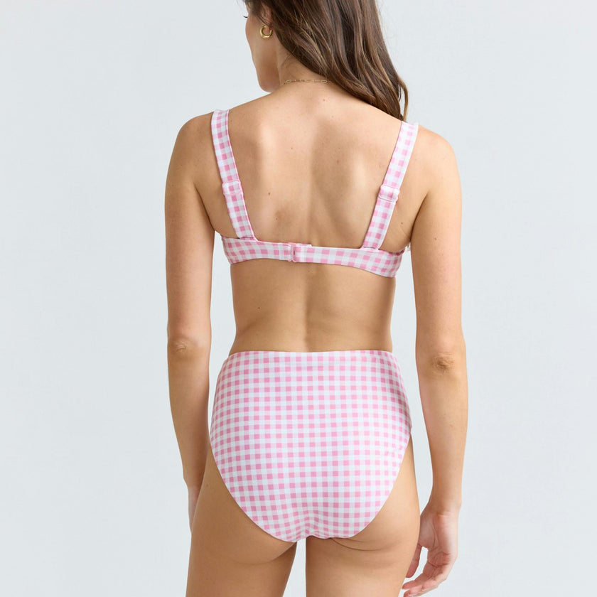 women's blush gingham high waist bikini bottom