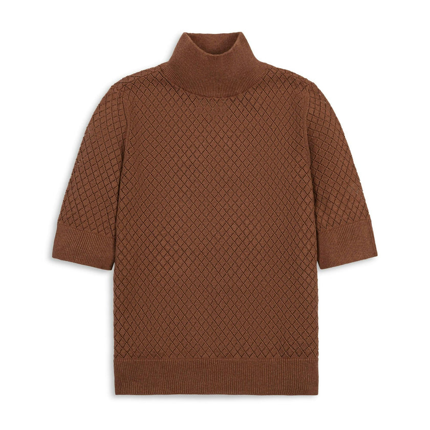 Organic Diamond Stitch Mock Neck Sweater