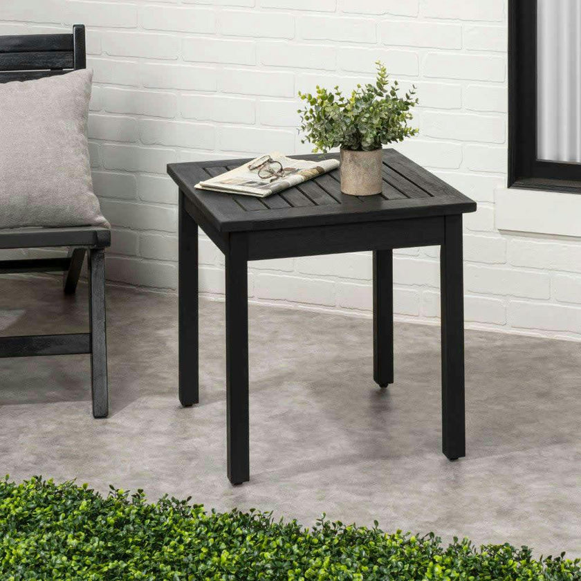 Archer 18.9" Modern Classic Square Slatted Solid Acacia Wood Indoor/Outdoor Adirondack Side Table