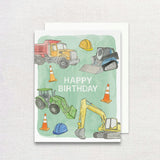 Construction Trucks Birthday Greeting Card