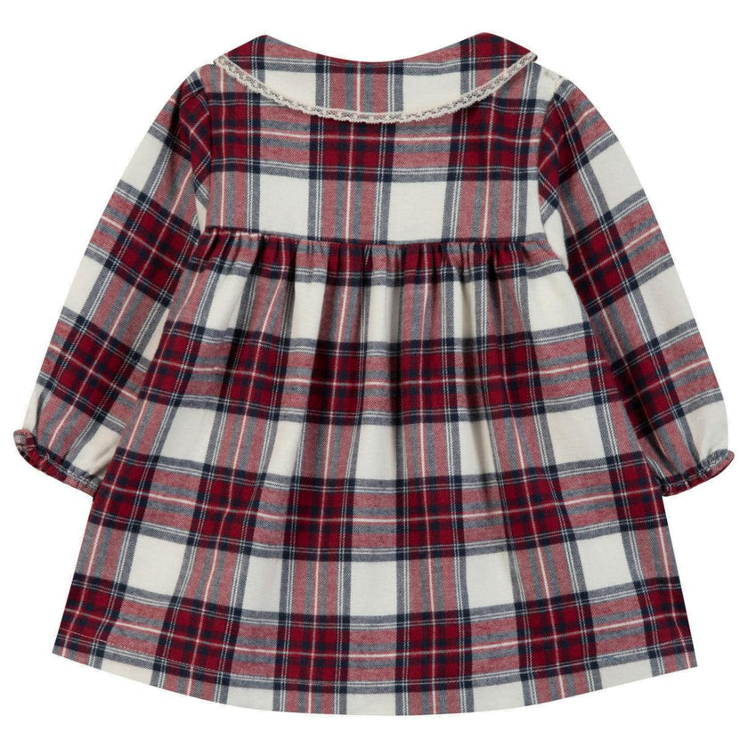 TARTINE ET CHOCOLAT Cozy Plaid Baby Dress - Nacre