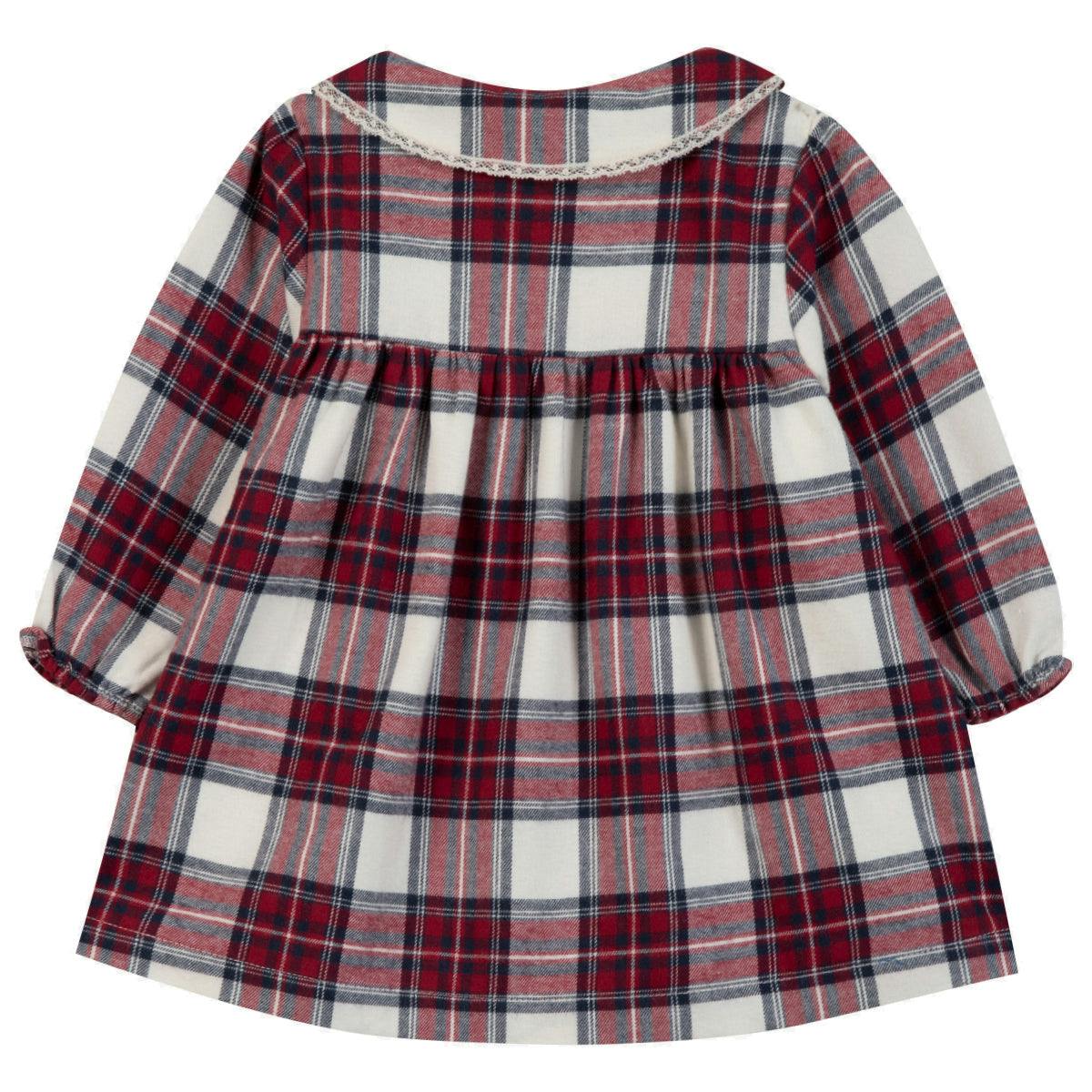 TARTINE ET CHOCOLAT Cozy Plaid Baby Dress - Nacre
