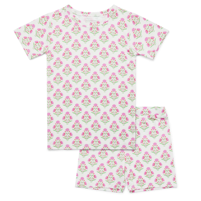 Pink Posy Short Sleeve & Shorts Bamboo Toddler Pajama Set