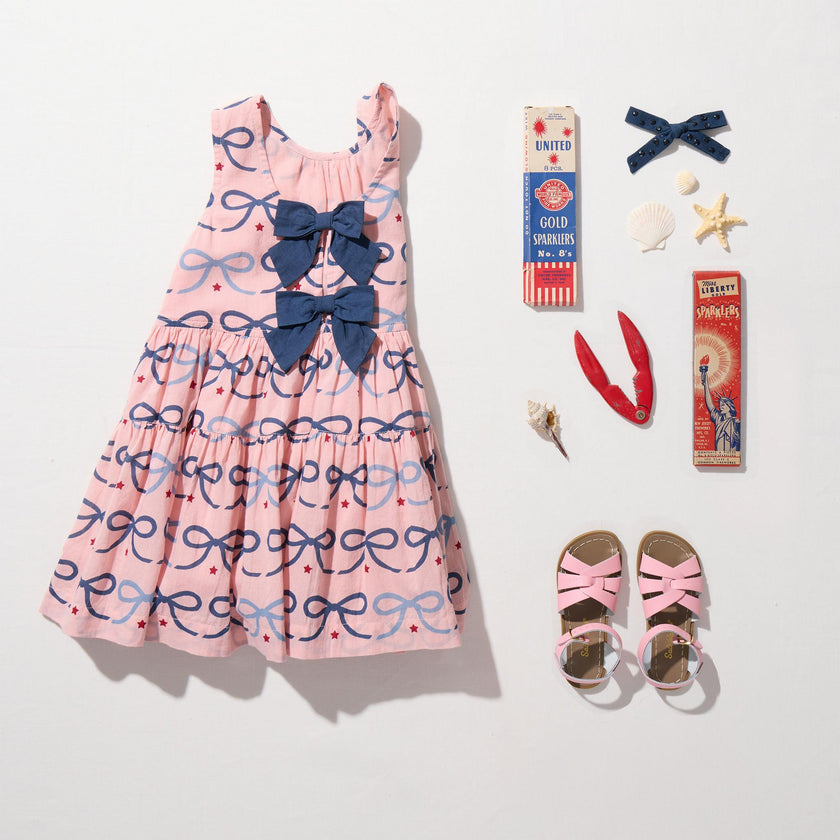 Girls Eloise Dress - Pink Bows