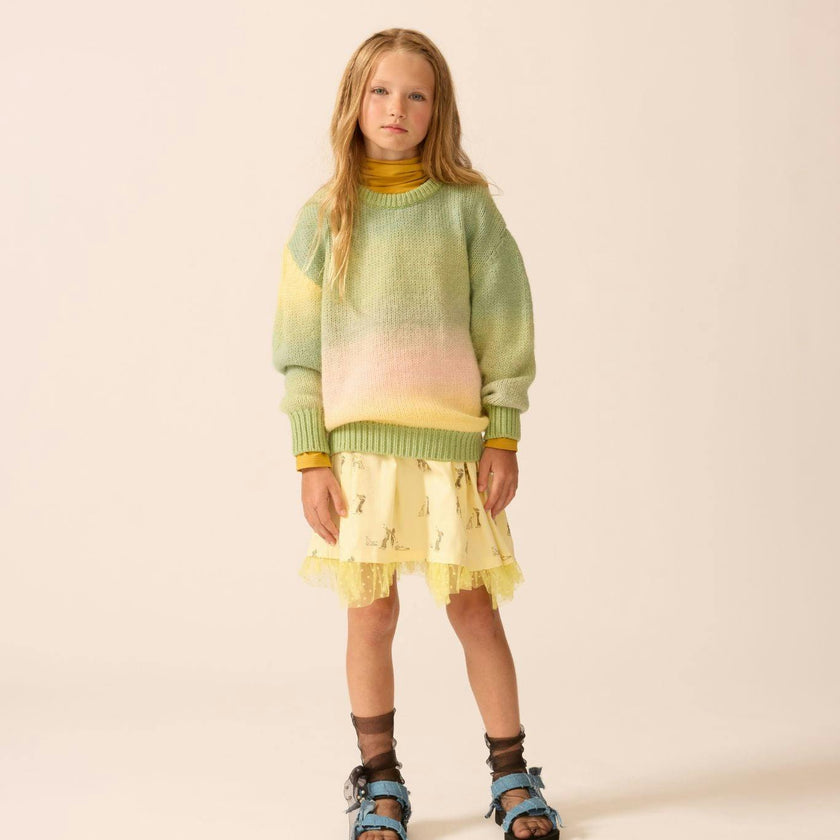 Tulle Layered Skirt in Pale Yellow Duet