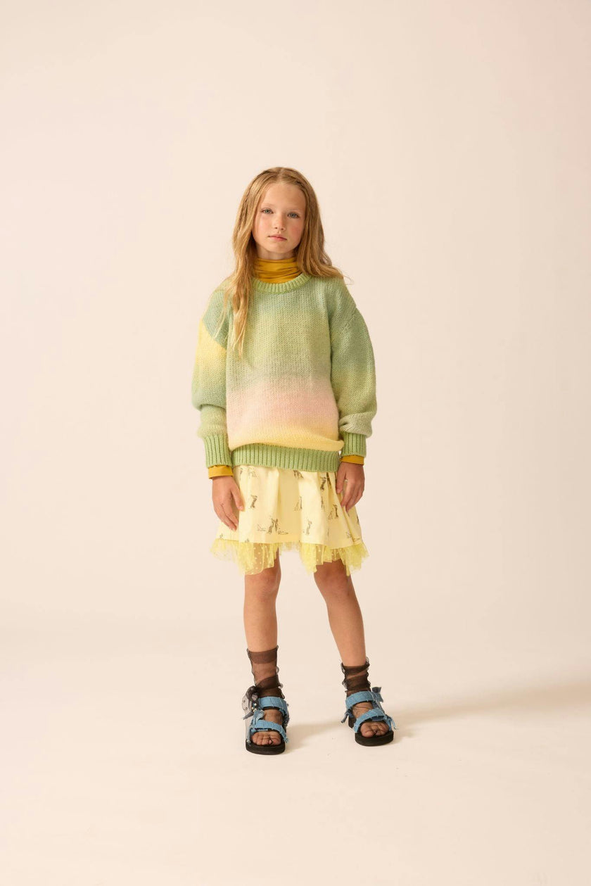 Tulle Layered Skirt in Pale Yellow Duet