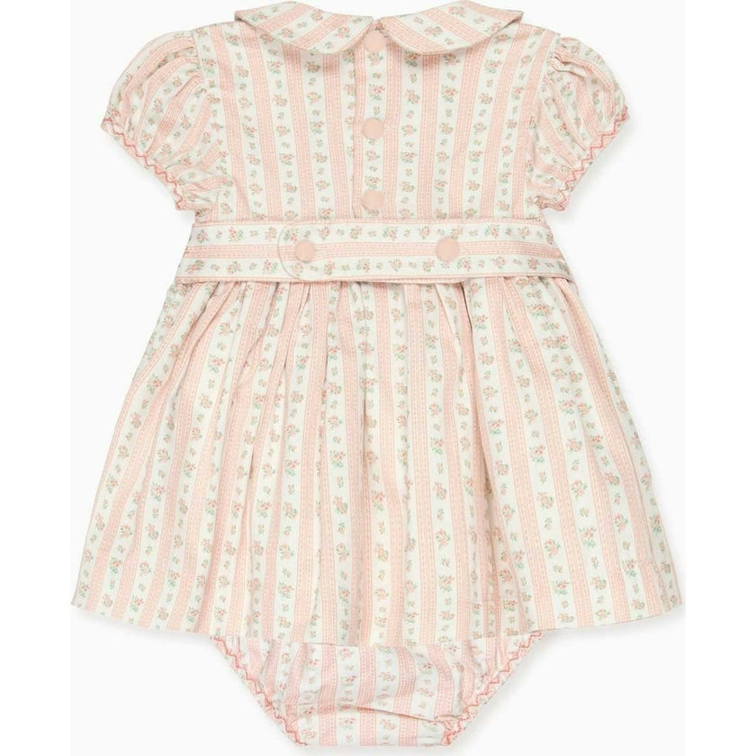Pink Floral Stripe Arcadia Baby Girl Hand-Smocked Set