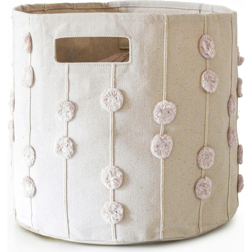 Handmade Canvas Storage Basket Pom Pom - Oat