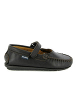 Smooth Leather Mary Jane Moccasins, Dark Brown