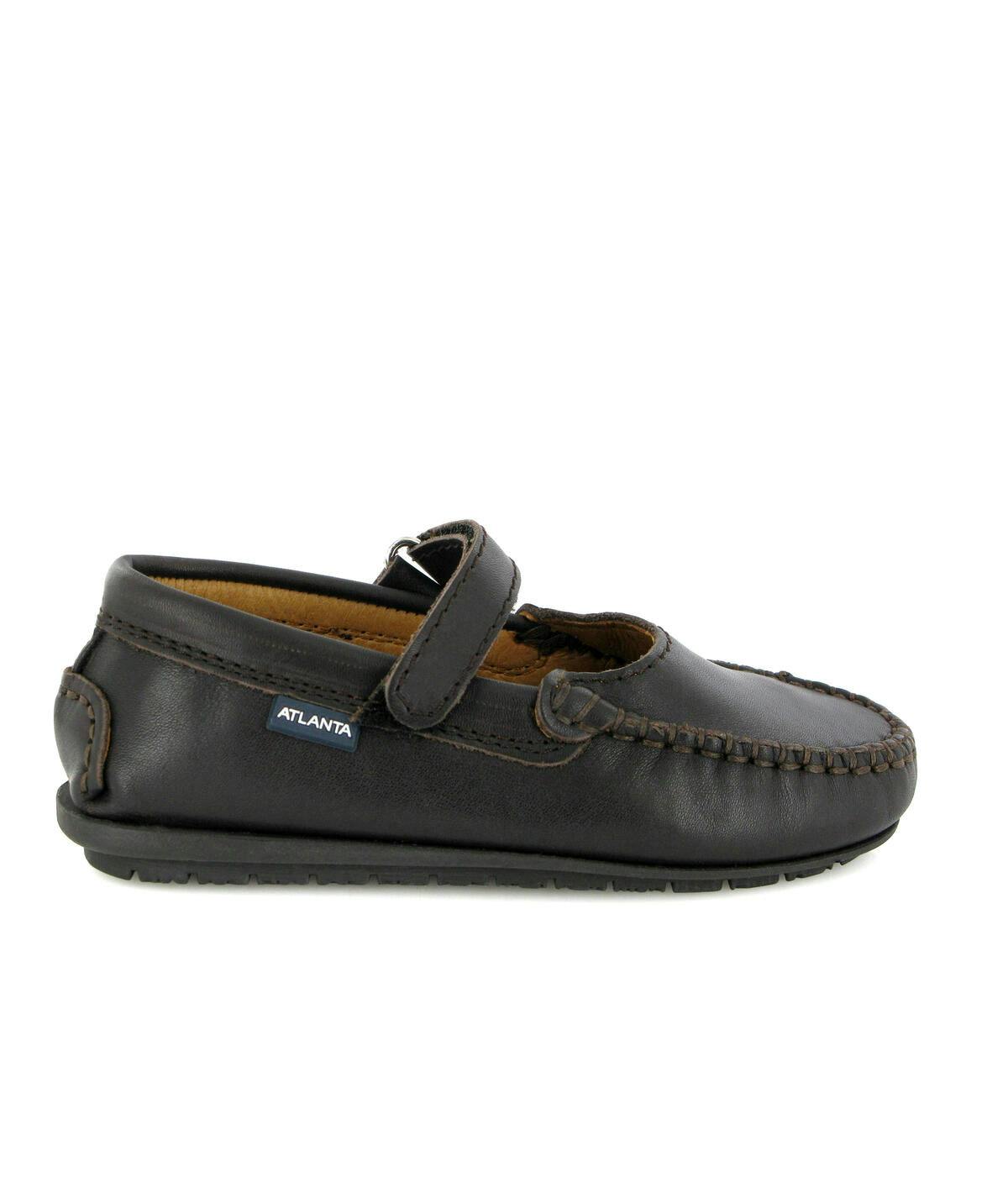 Smooth Leather Mary Jane Moccasins, Dark Brown
