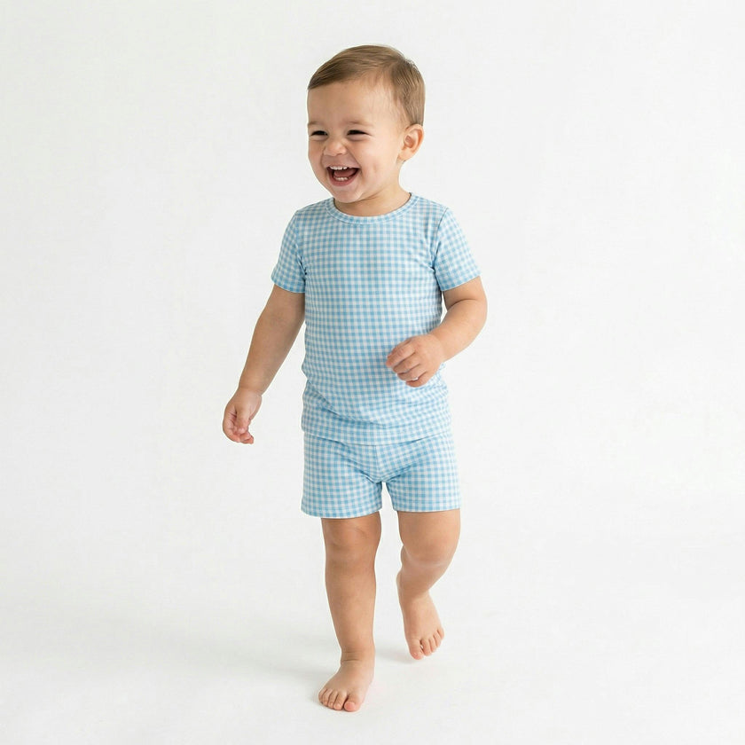 Harbor Gingham Short Sleeve & Shorts Bamboo Toddler Pajama Set