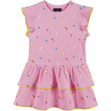 Girls Pink Rib Tiered Dress | Bunny Garden