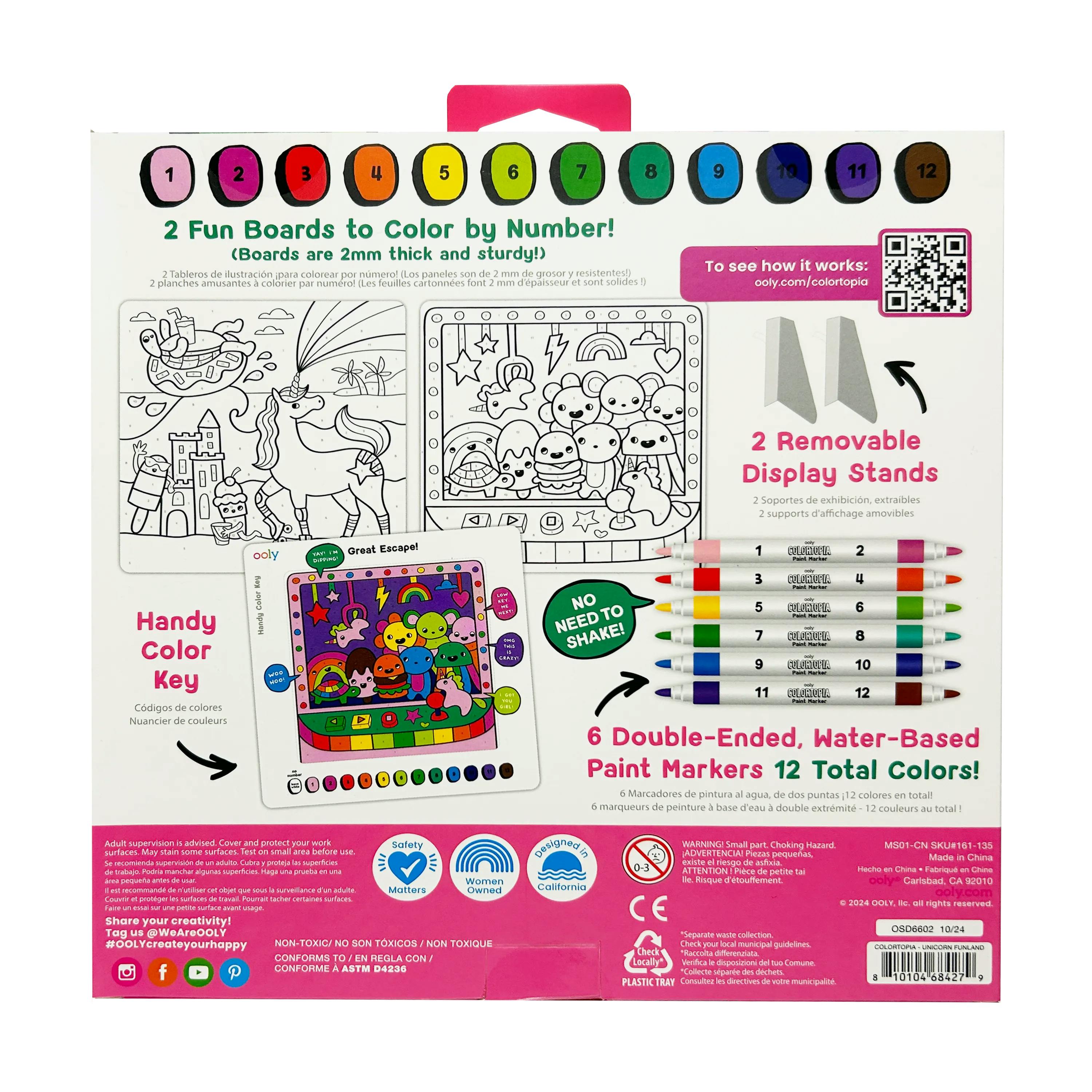 Colortopia Color By Number Paint Marker Kit - Unicorn Funland