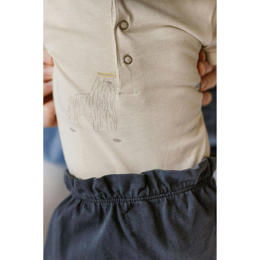 Short Sleeve Lap Shoulder Snap Onesie, Tan