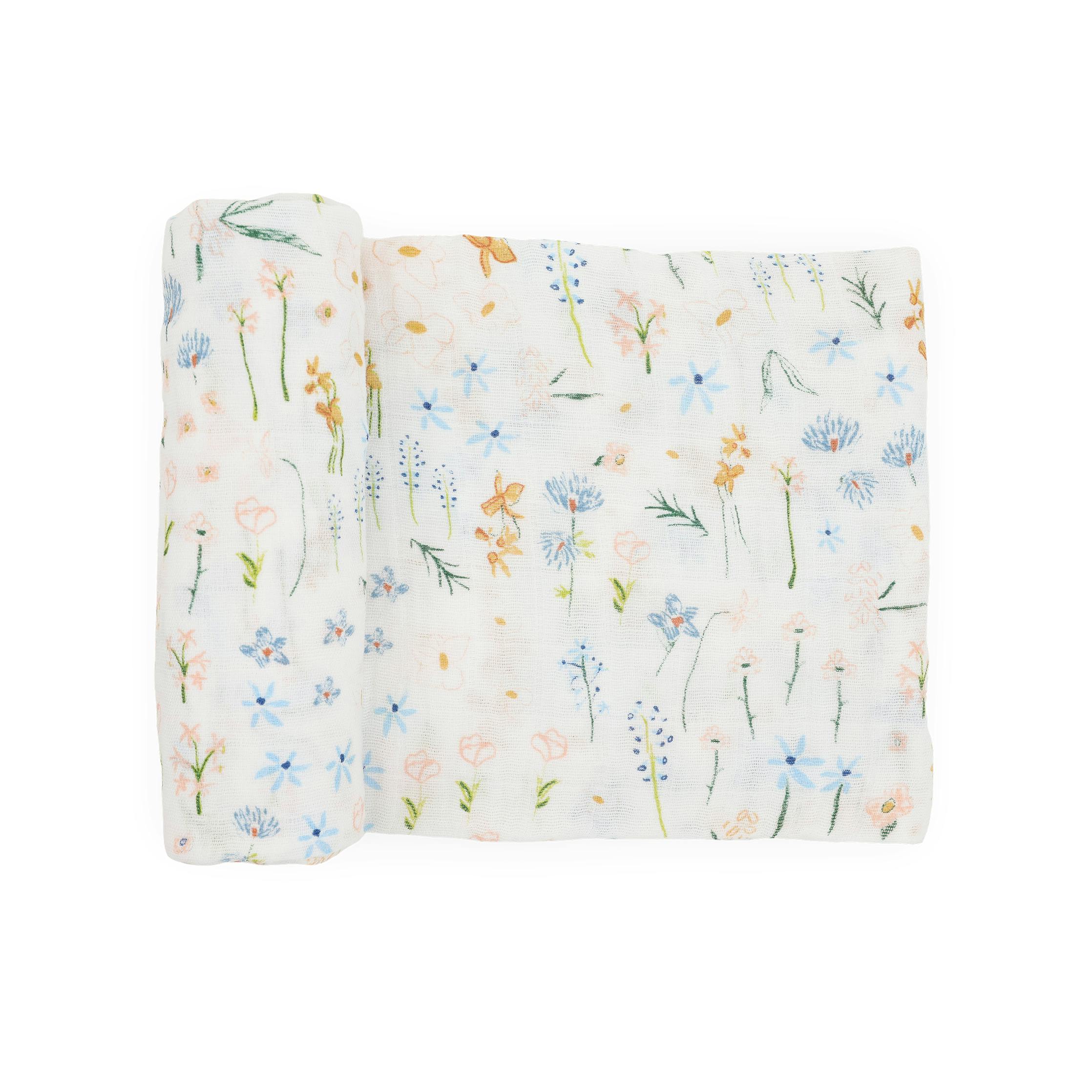 Cotton Muslin Swaddle Blanket - Pastel Petals