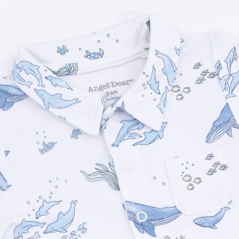 Watercolor Blue Whales - Polo Shortie