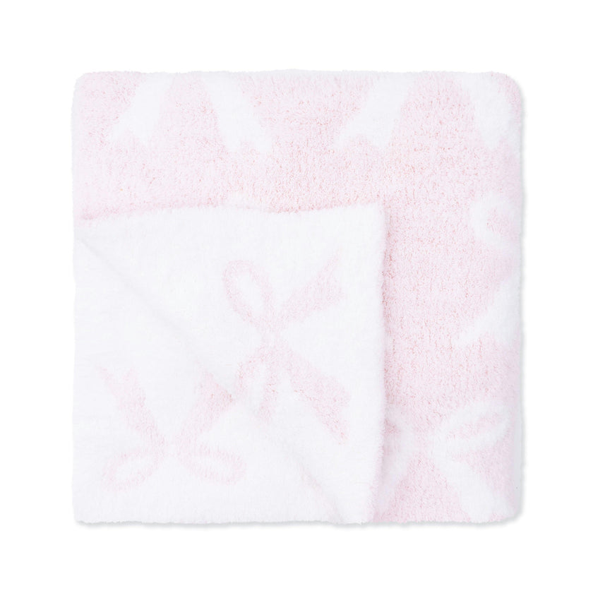 Chenille - Baby Pink Bow Blanket