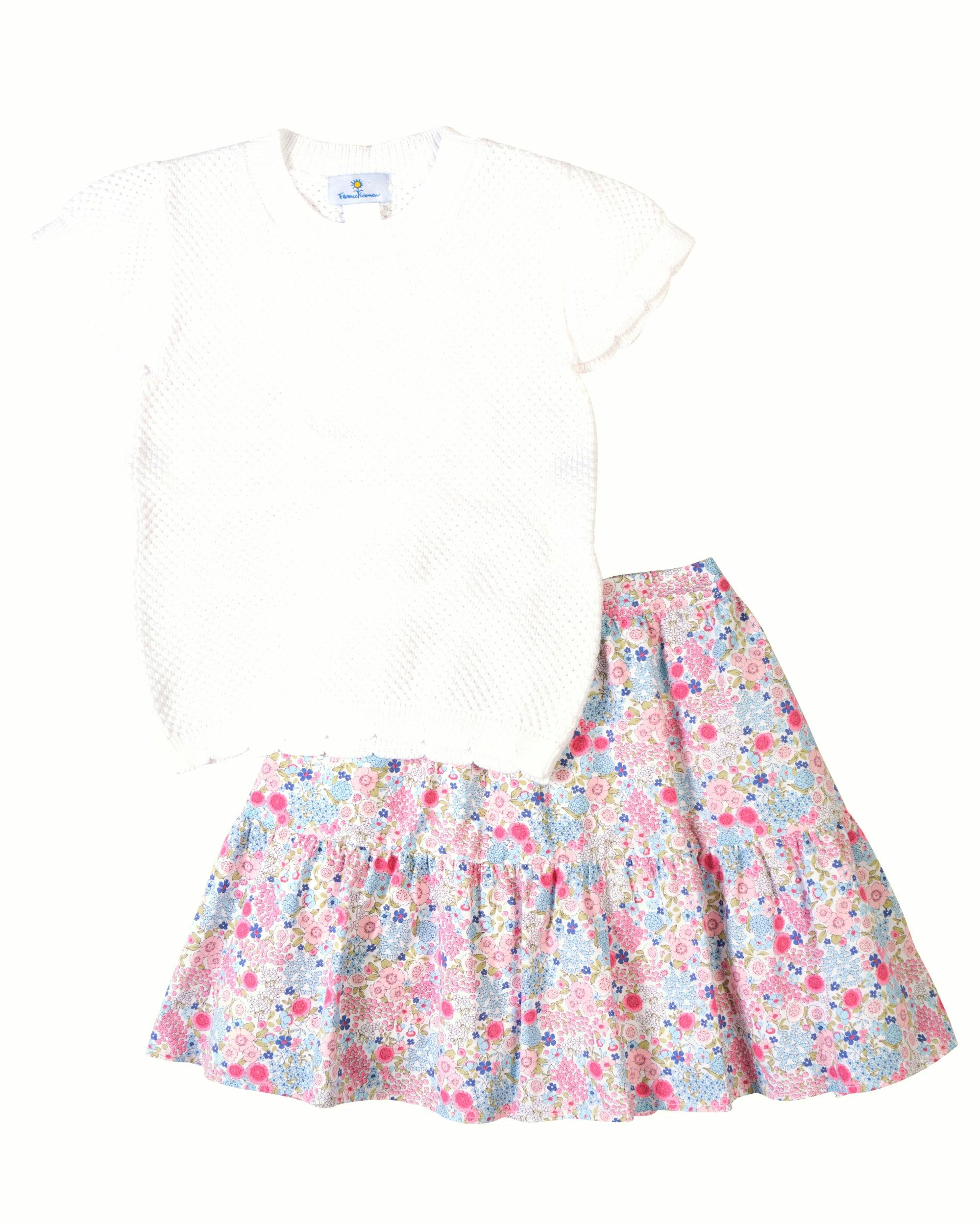 Short Sleeve Sweater with Scallop Edges