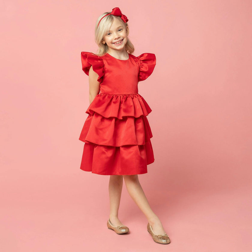 Scarlett Satin Frill Party Dress