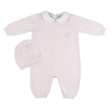 Girls Pique Collar Knit Longall with Hat Pink
