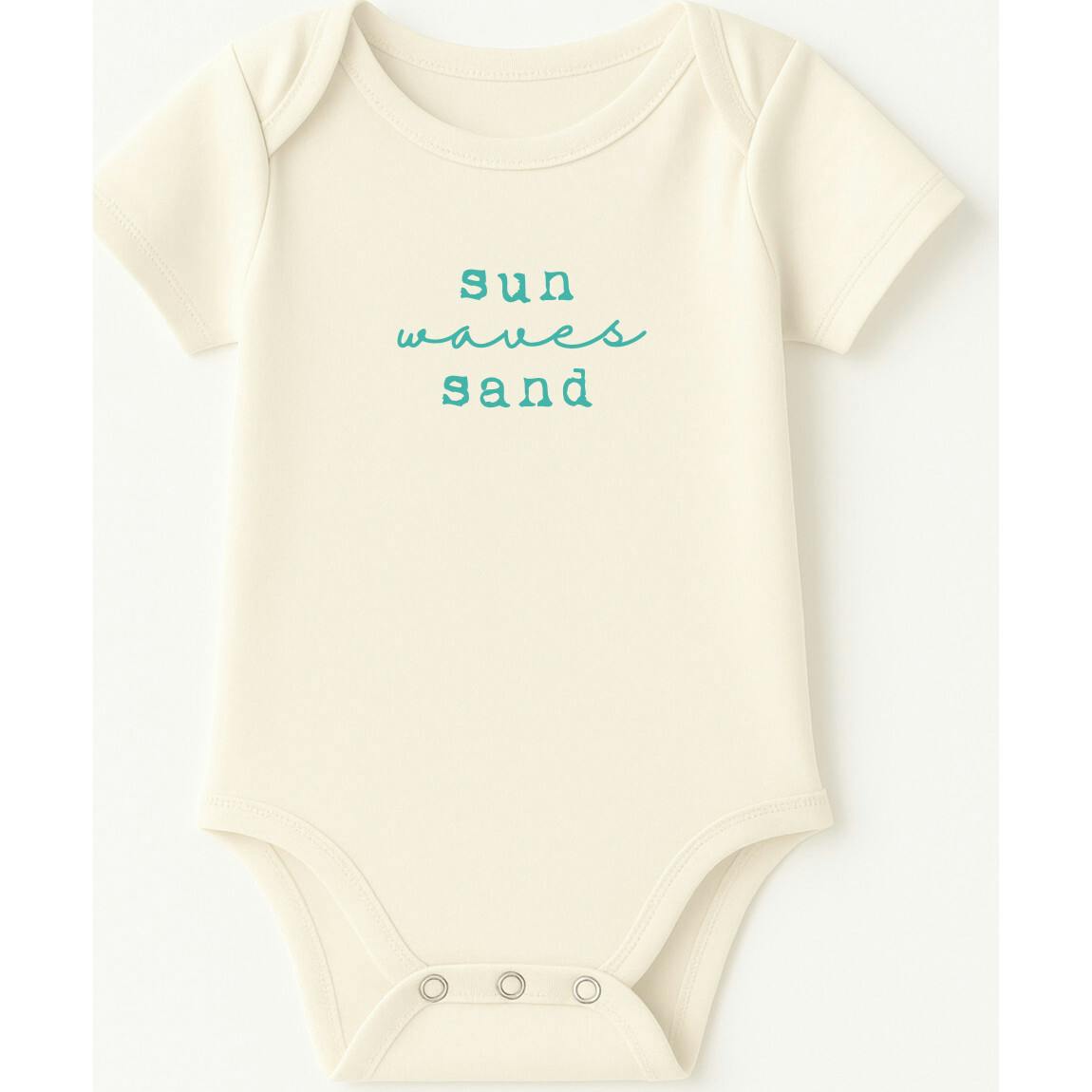 Sun Waves Sand Seafoam Organic Cotton Short Sleeve Baby Bodysuit
