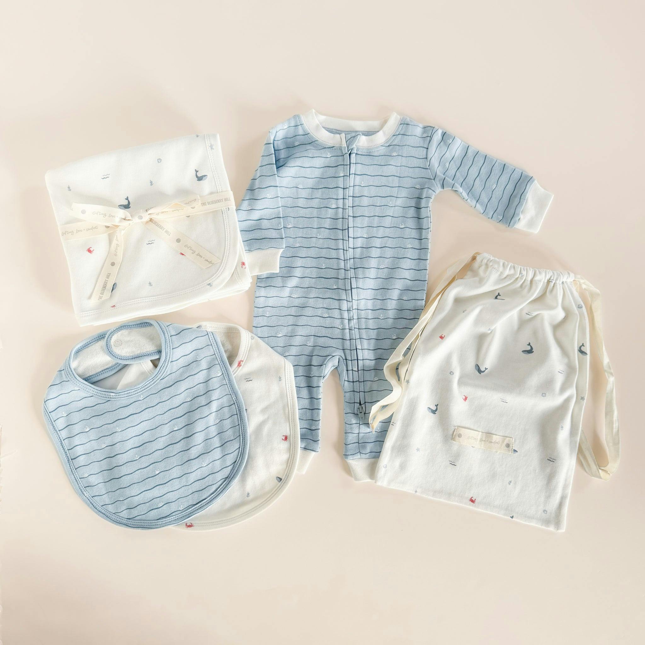 Layette Gift Set - Nautical and Waves