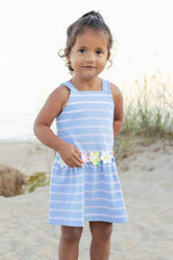 Stripe Knit Dress With Mulitcolor Flowers