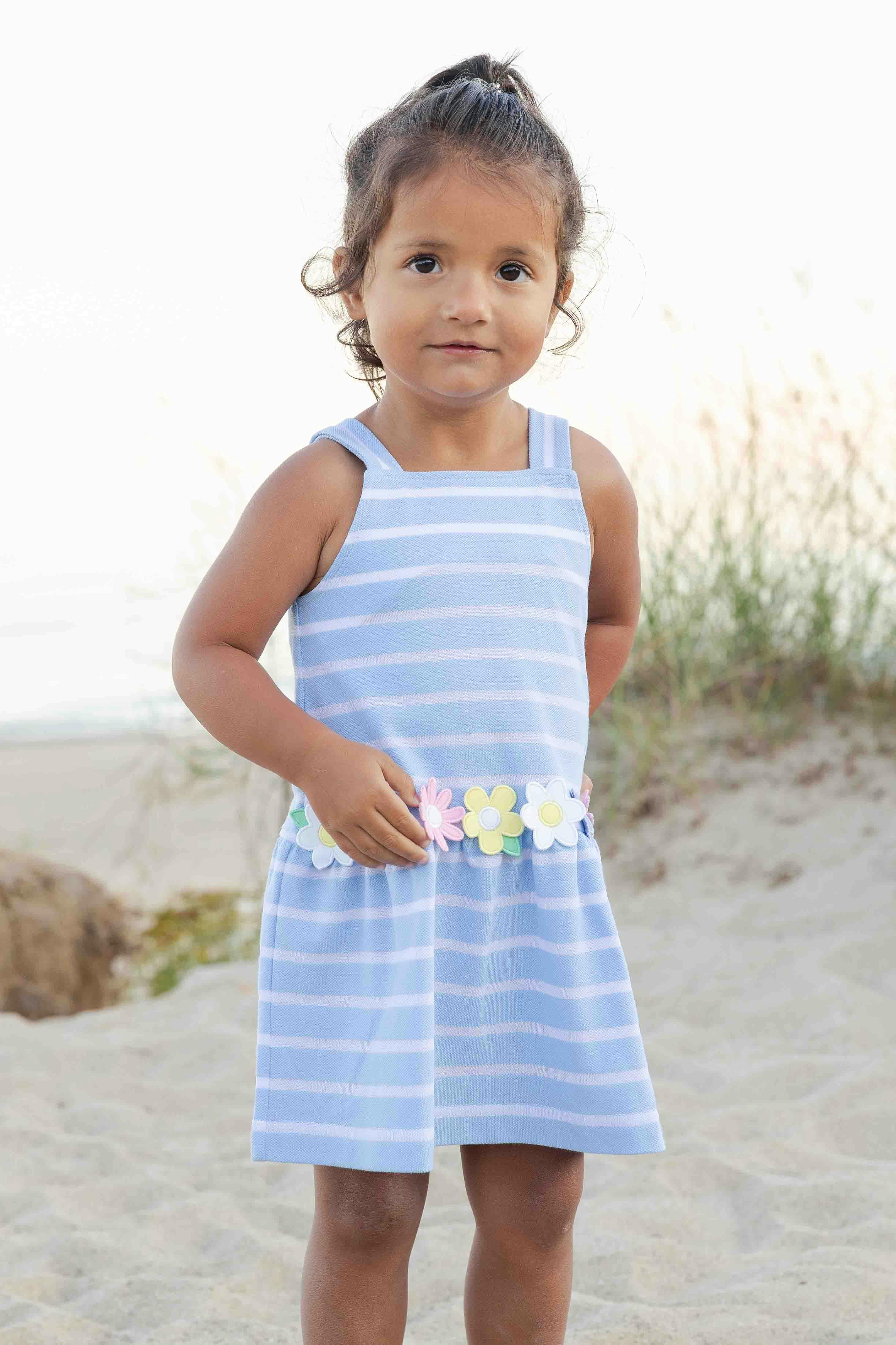 Stripe Knit Dress With Mulitcolor Flowers