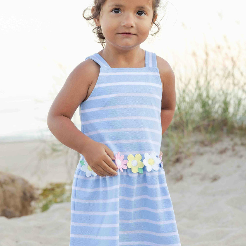 Stripe Knit Dress With Mulitcolor Flowers