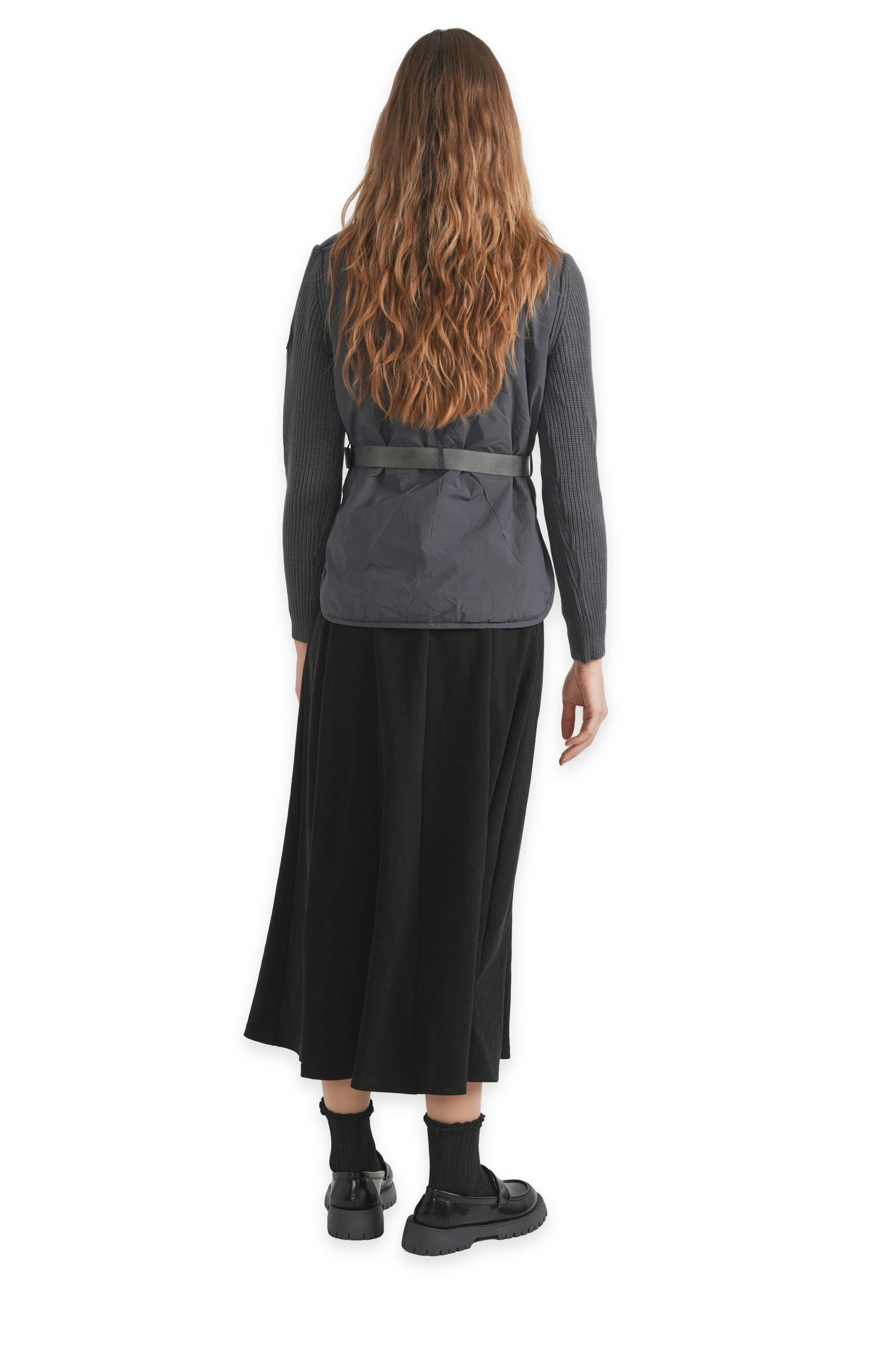 Cable knit Quilt Sweater With Belt