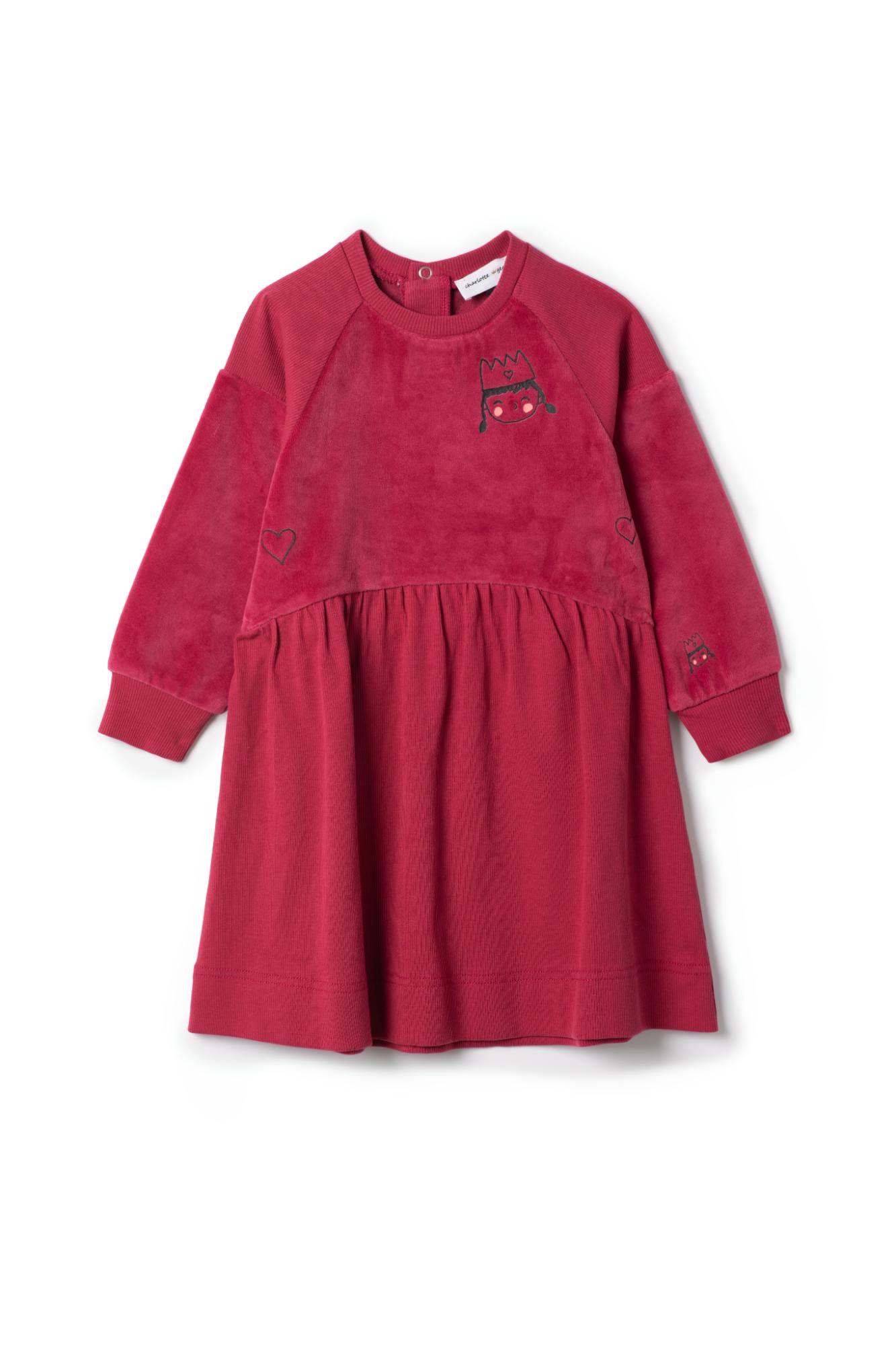 Princess Print Snap Front Velour Dress
