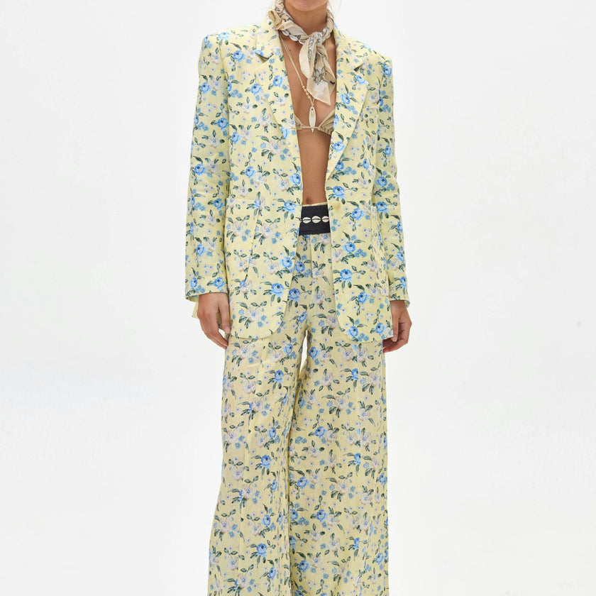 Hygge Linen Blazer - Francesca Print