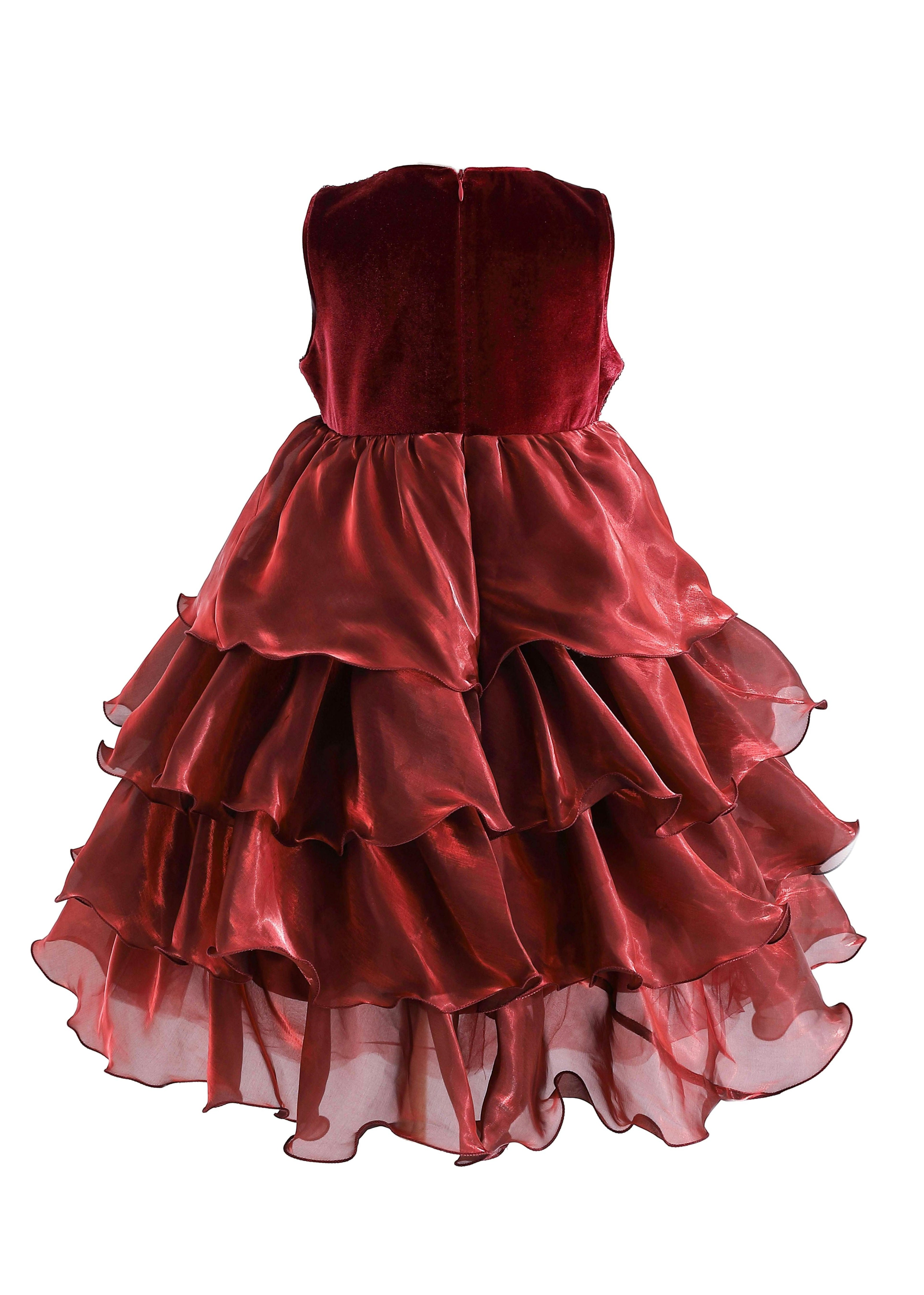 Red Sequin & Tiered Organza Dress