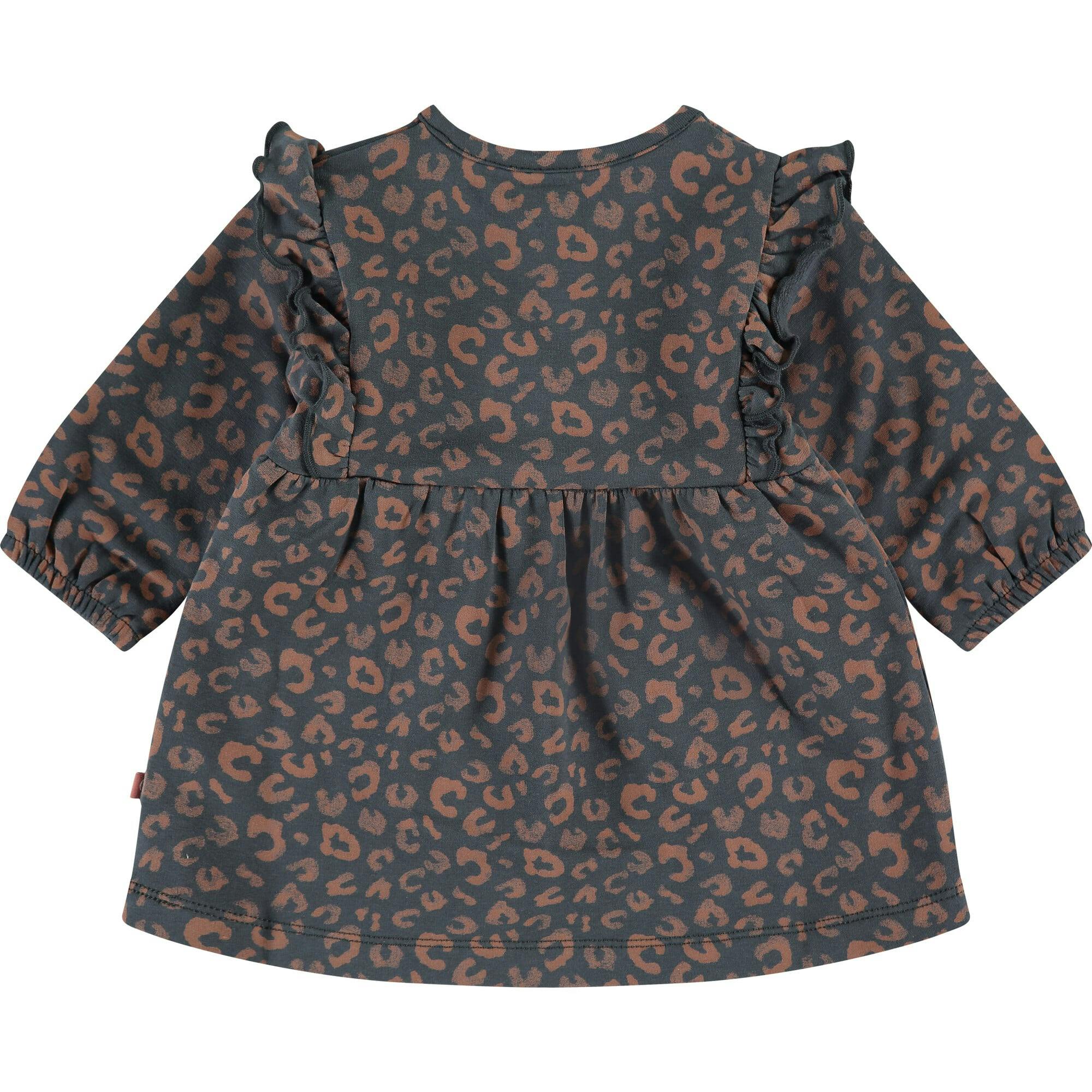 Leopard Print Long Sleeve Ruffle Dress