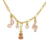 Music Multi Charm Necklace with Guitar