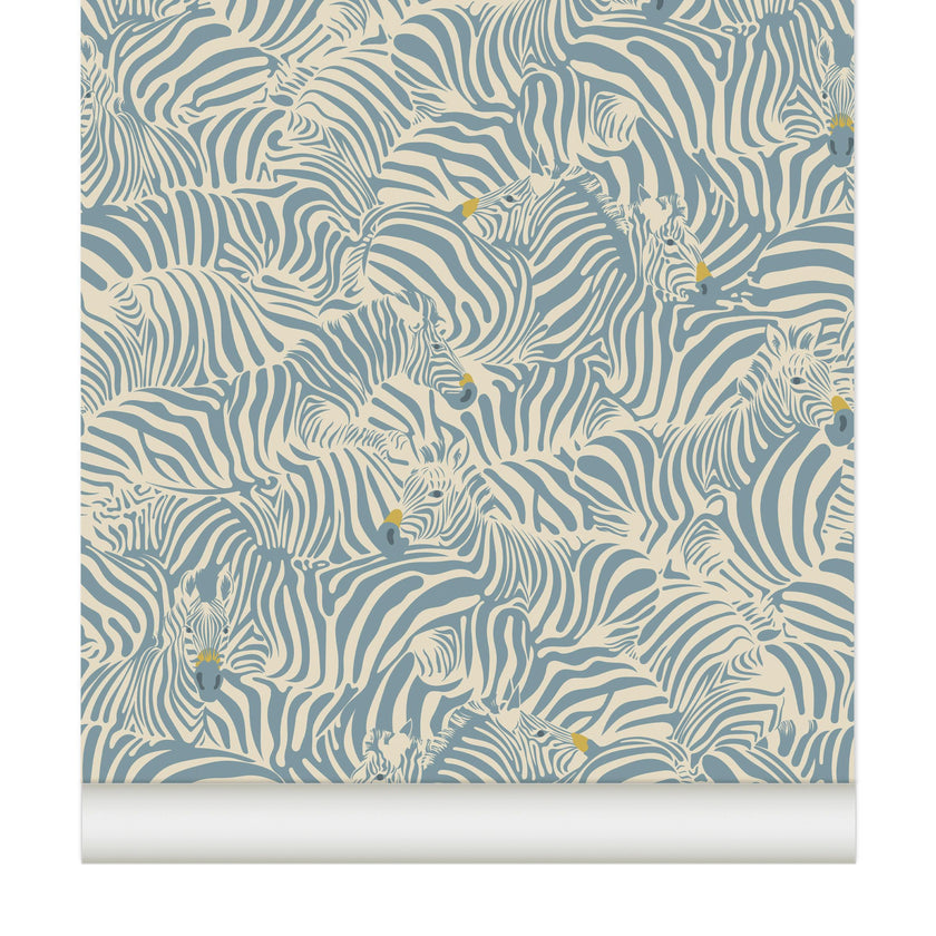 Wallpaper Zebra color bleu jean