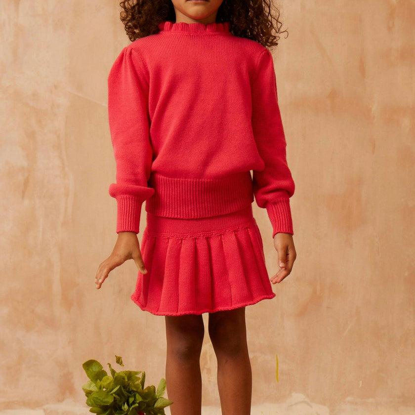 Ruffled Collared Jumper | Raspberry