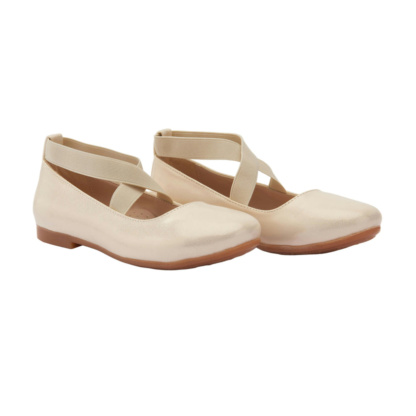Gold Satin Baby Ballerina Flats