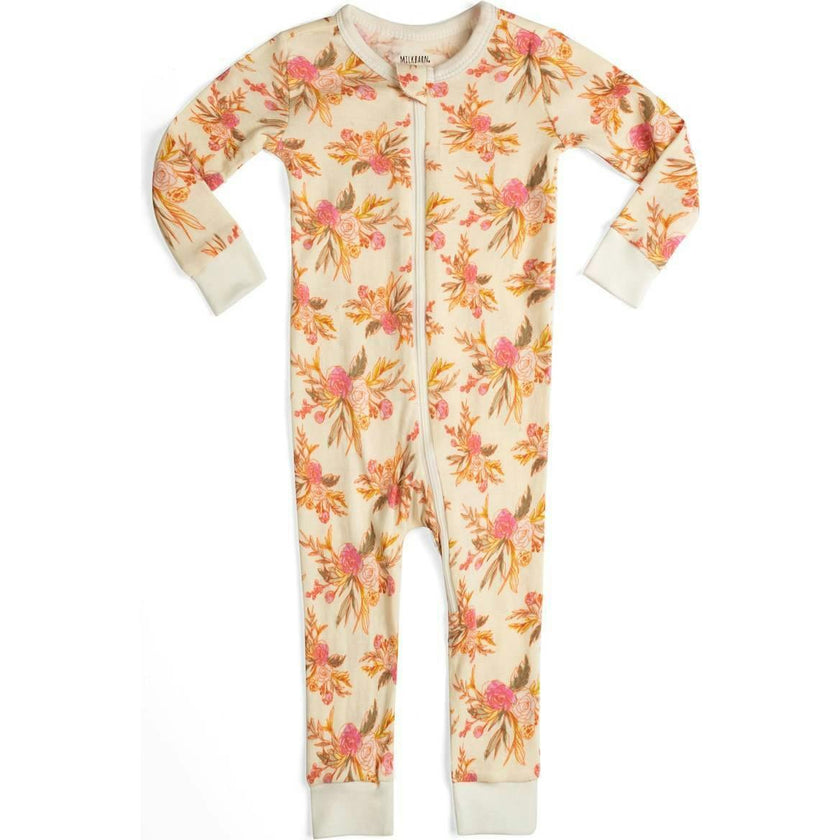 Vintage Floral Organic Cotton Zipper Pajama
